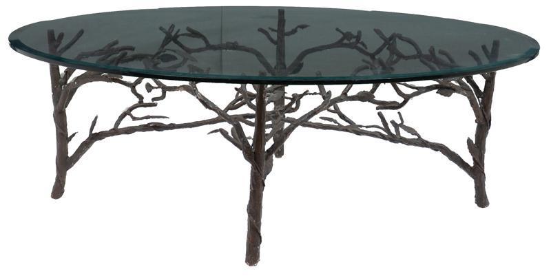 Glass Top Copper Coffee Table (1 of 2)