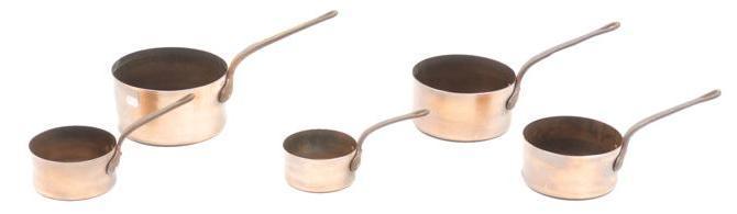 Set of 5 Vintage Farmhouse Copper Pots (1 of 3)