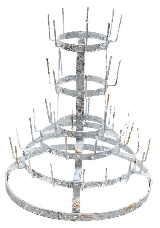 Vintage French Metal Wine Bottle Rack: Vintage French metal wine bottle drying rack 23"h x 24"d