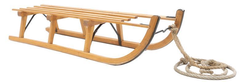 Vintage Wooden Sled: Vintage wooden sled, metal hardware 10"h x 45"w x 13"d State-wide delivery is available for this item. Please email shipping@vogtauction.com or call 210-822-6155 for a quote. IN-HOUSE SHIPPING is NOT 