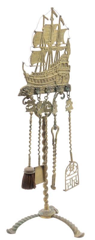 Vintage Brass Fireplace Tools, Naval Motif (1 of 3)