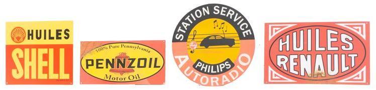 Lot of 4 Vintage Metal Motor Oil Advertising Signs (1 of 3)