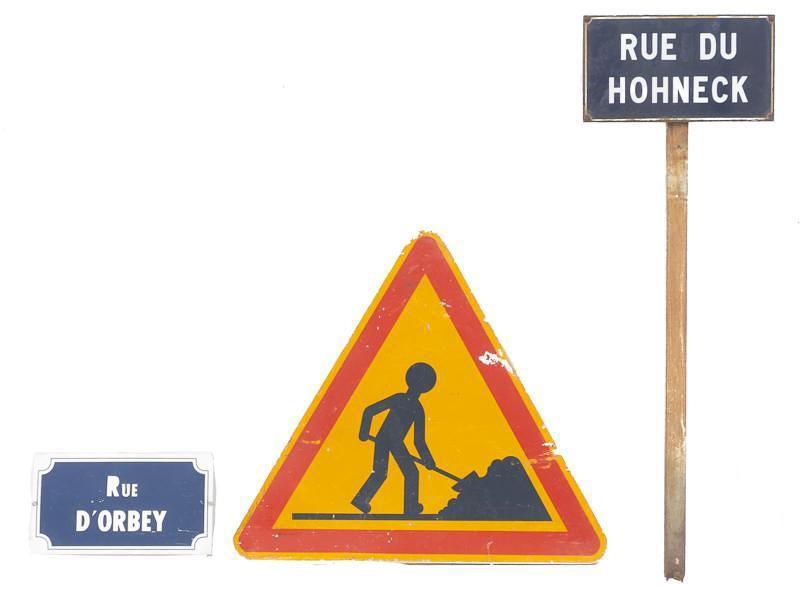 Lot of 3 Vintage French Metal Street Signs (1 of 3)