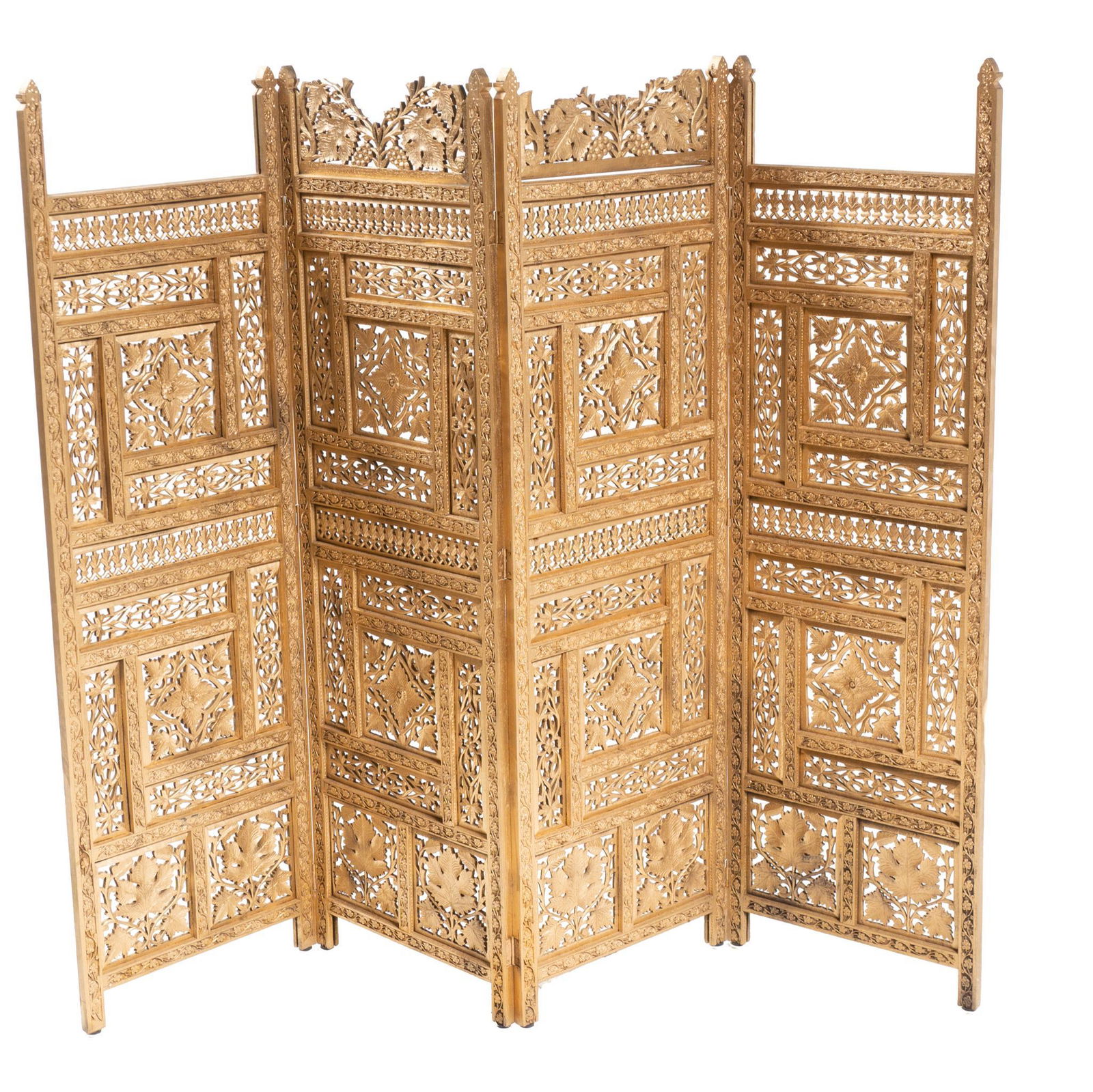 Heavily Carved Floral Dressing Screen (1 of 3)