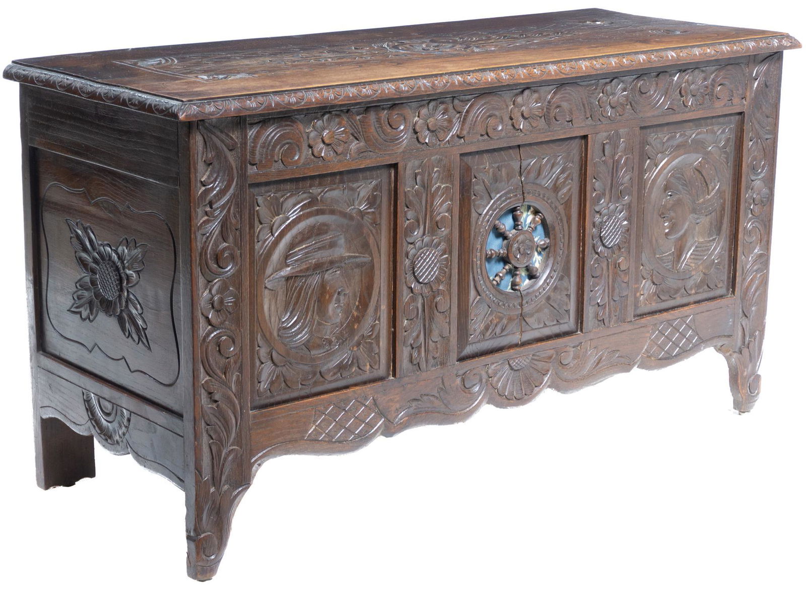 18th Century Breton Figural Dowry Trunk (1 of 6)