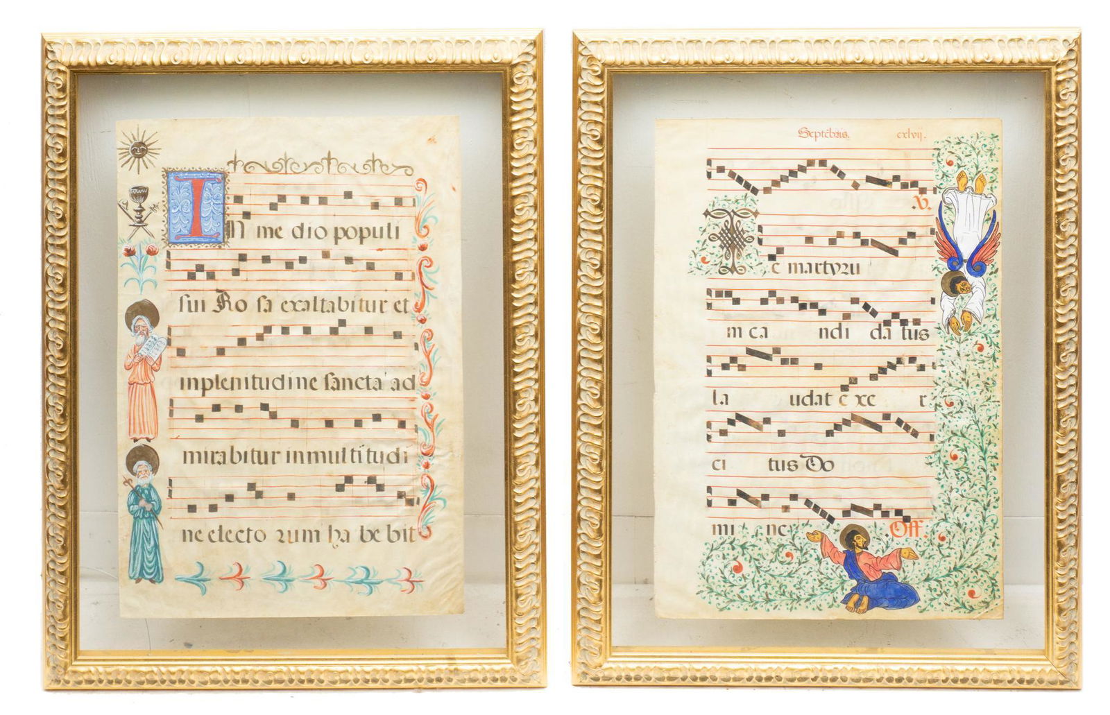 Pair of Double-Sided Gregorian Sheet Music Prints (1 of 2)