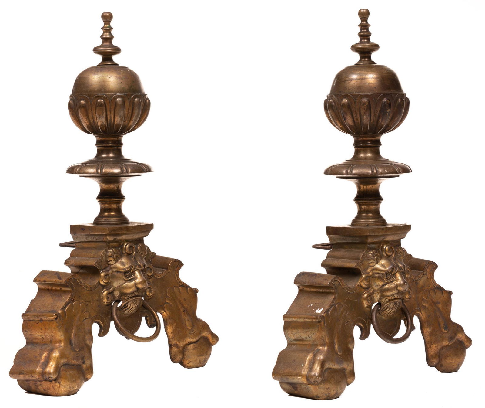 Pair of Iron and Brass Andiron Fronts (1 of 4)