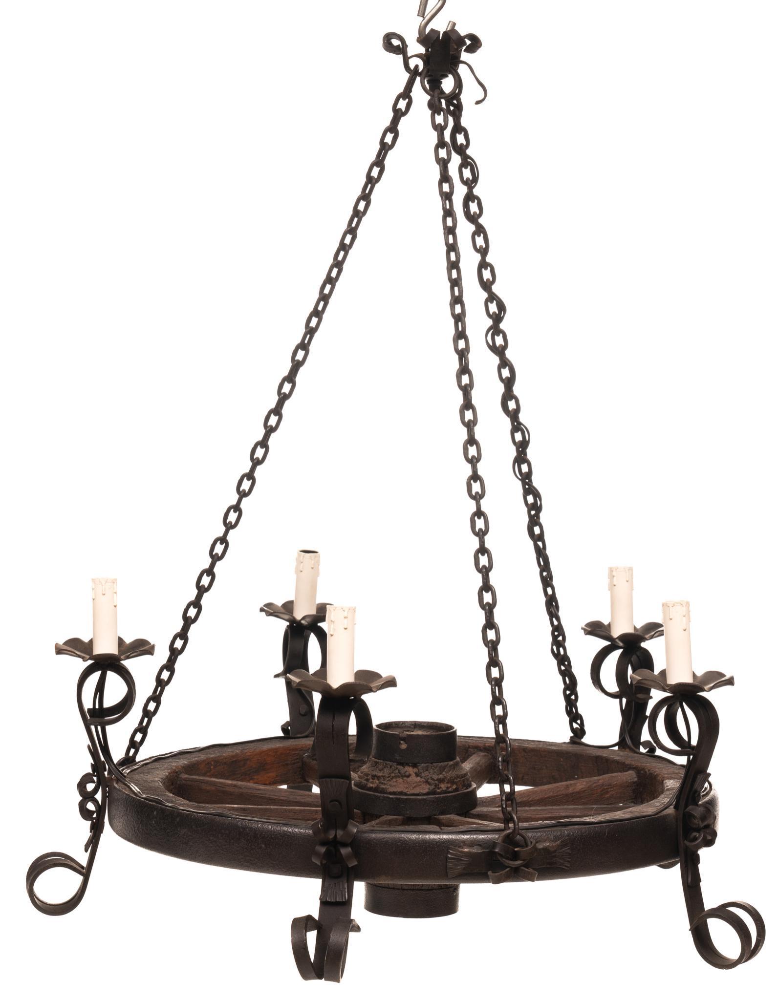 Spanish Wagon Wheel Iron Chandelier (1 of 4)