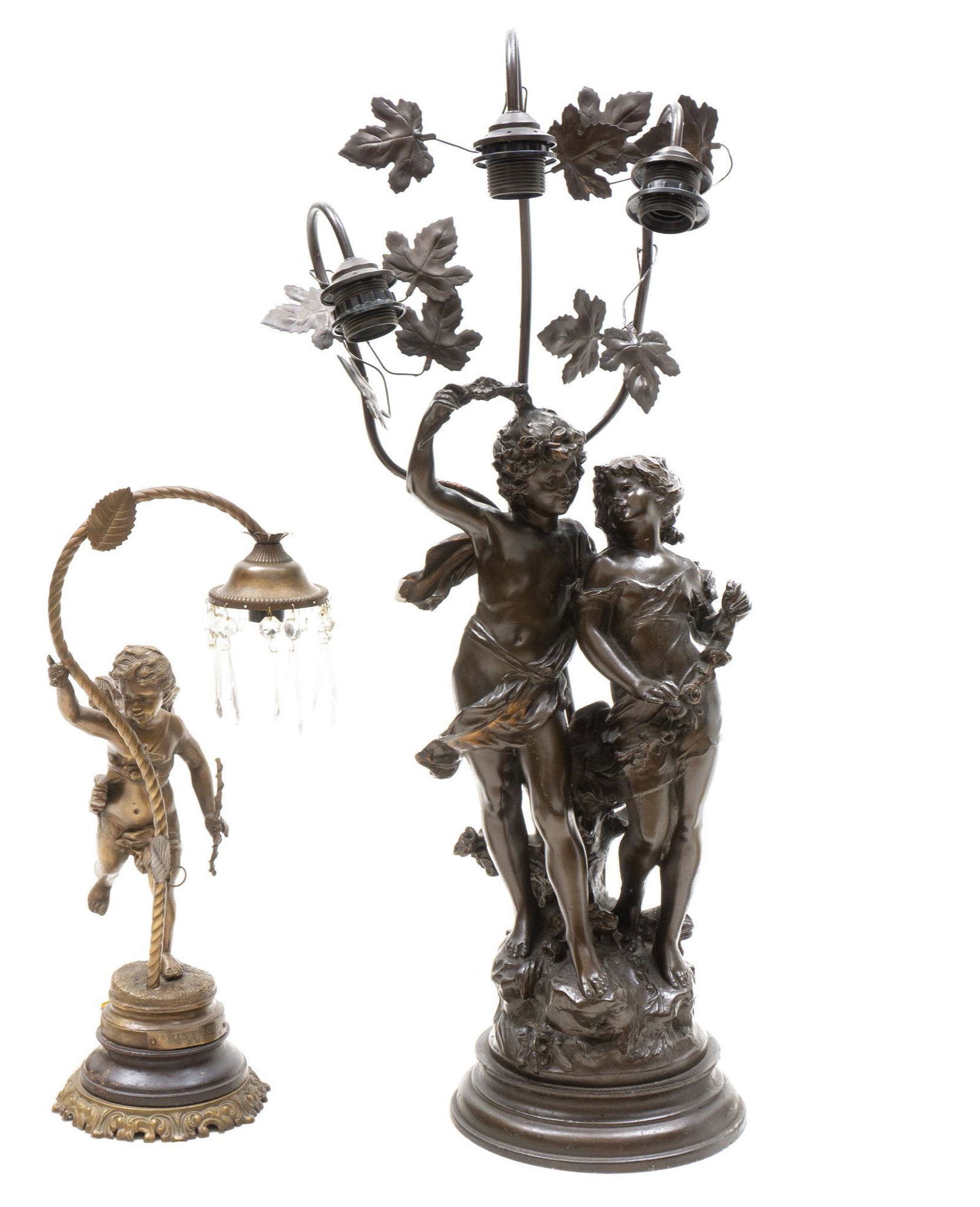 Pair of French Bronze Figural Lamps (1 of 5)