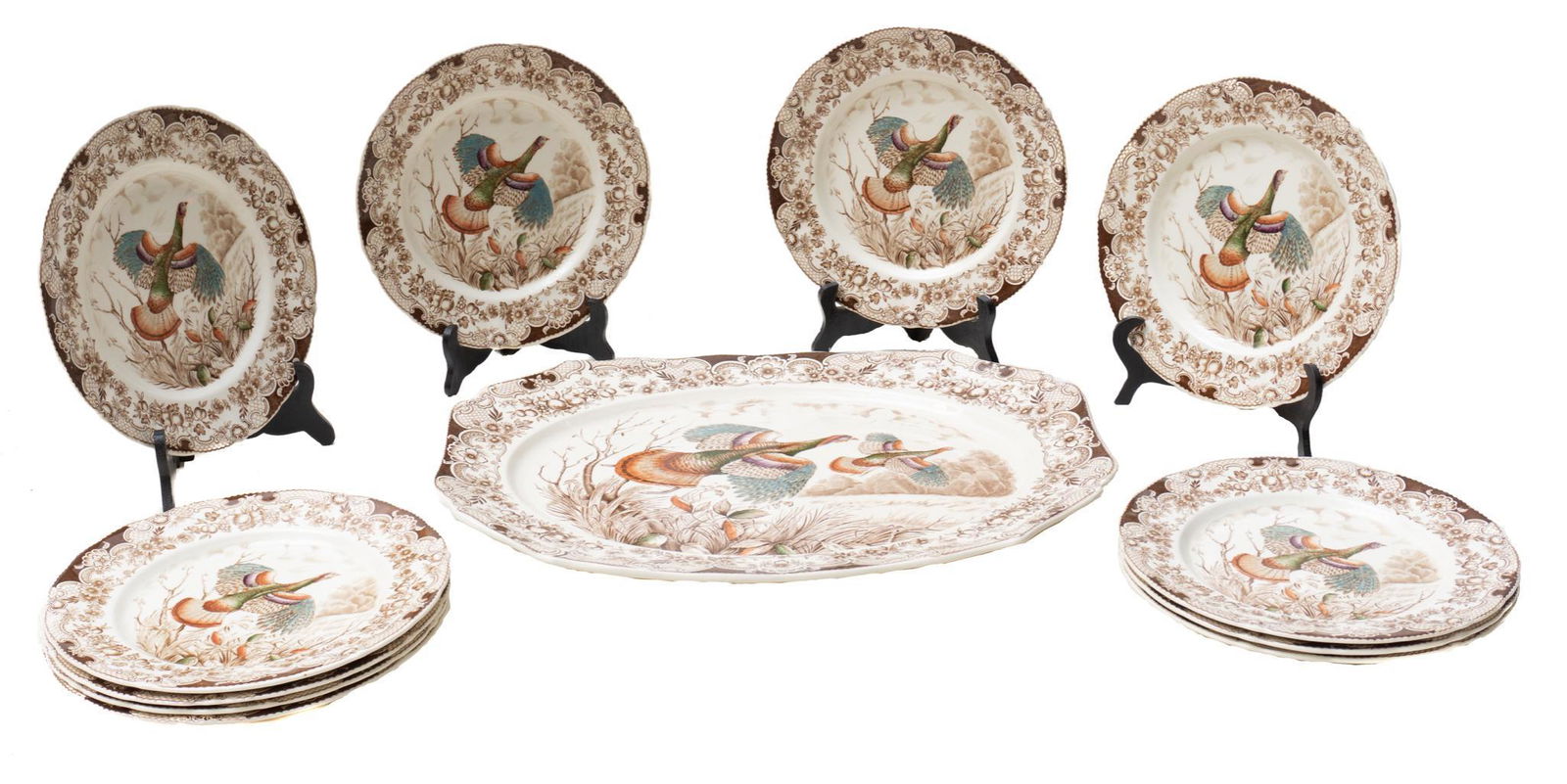 Set of 12 "Wild Turkey" Windsor Ware Plates and Platter (1 of 2)