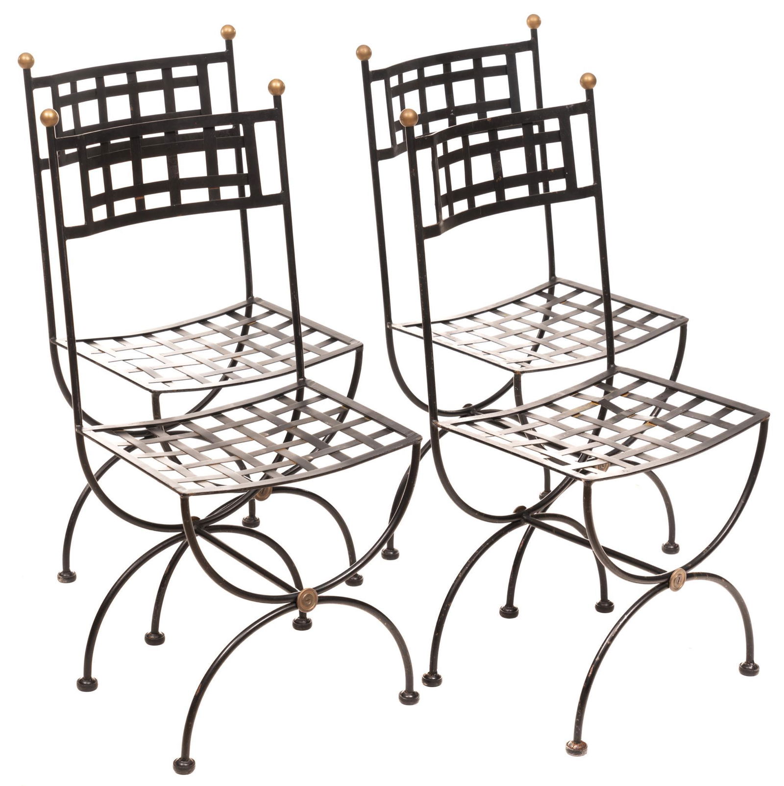Set of 4 Metal Savonarola-Style Garden Chairs (1 of 4)