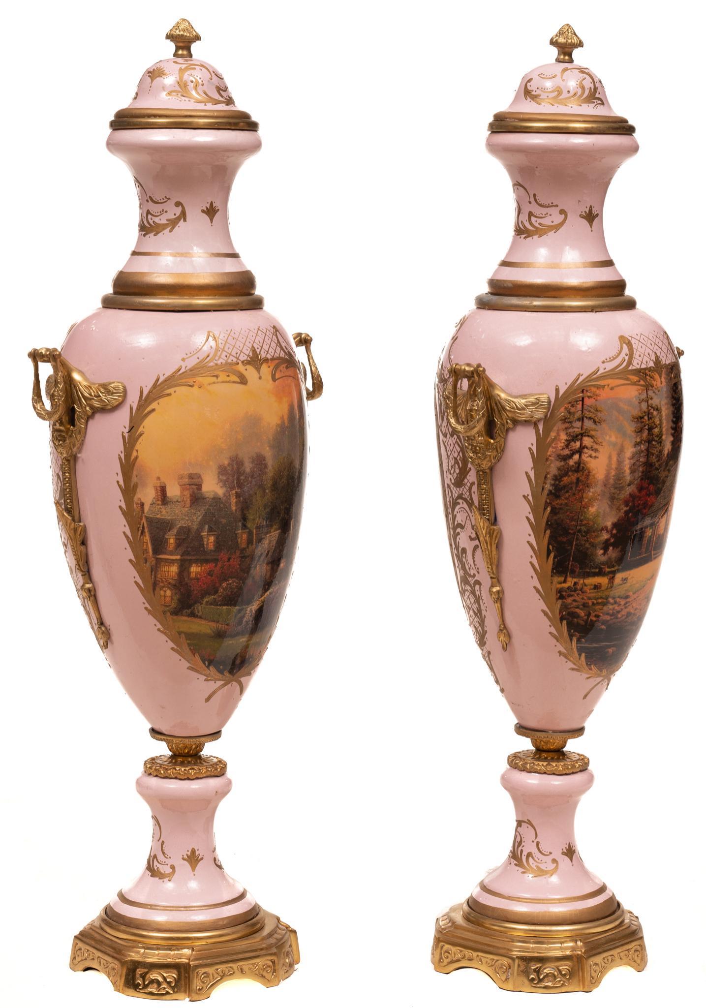 Pair of French Empire-Style Ceramic Urns (1 of 5)