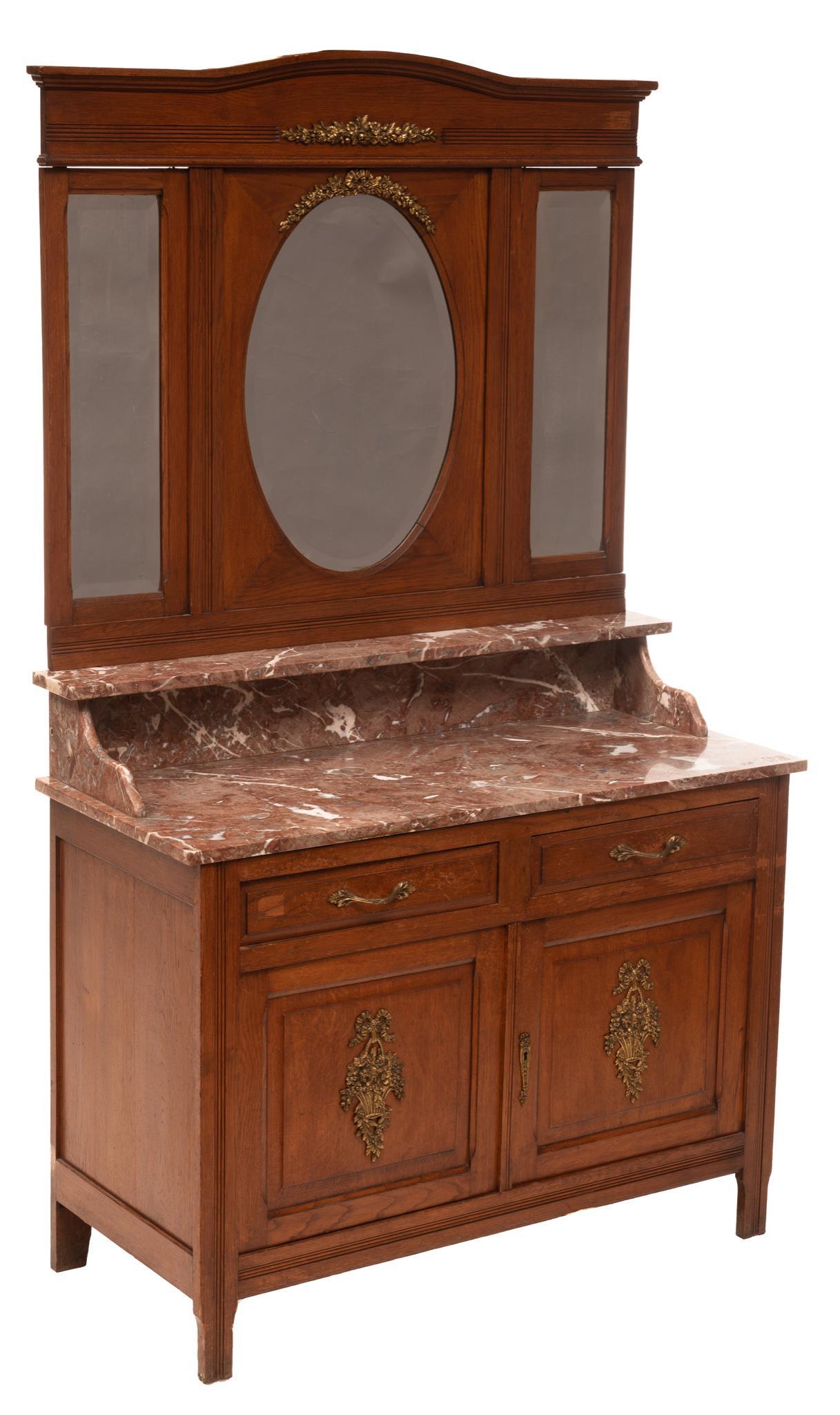 French Mirrored Vanity Marble Top Dressing Chest (1 of 5)