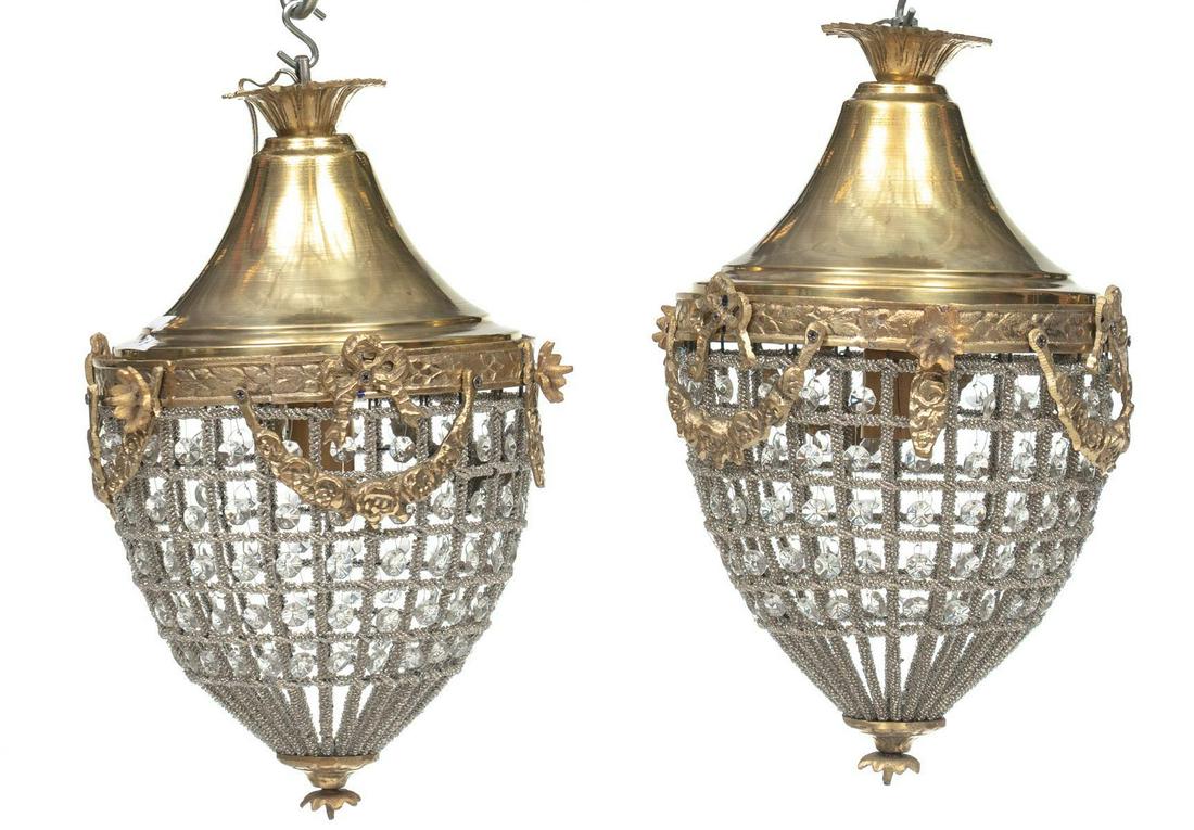 Pair of French Empire Chandeliers, Wreath Motif (1 of 3)
