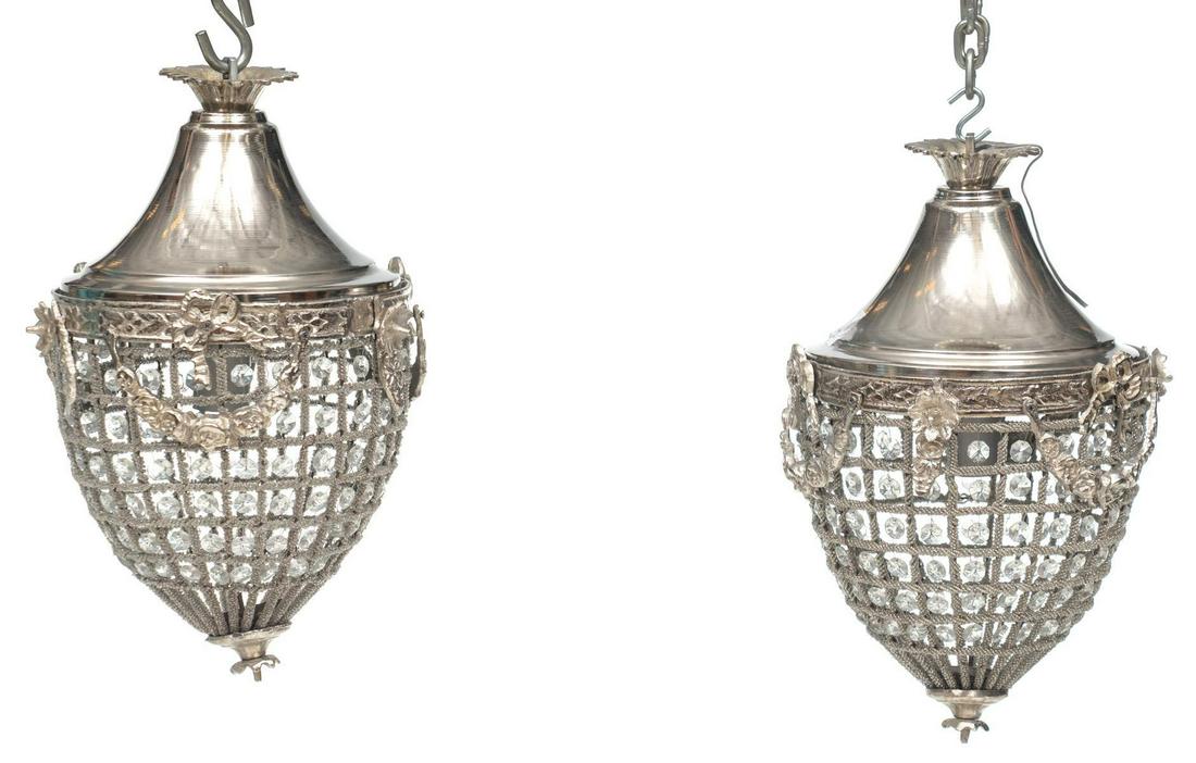 Pair of French Empire Chandeliers, Wreath Motif (1 of 3)