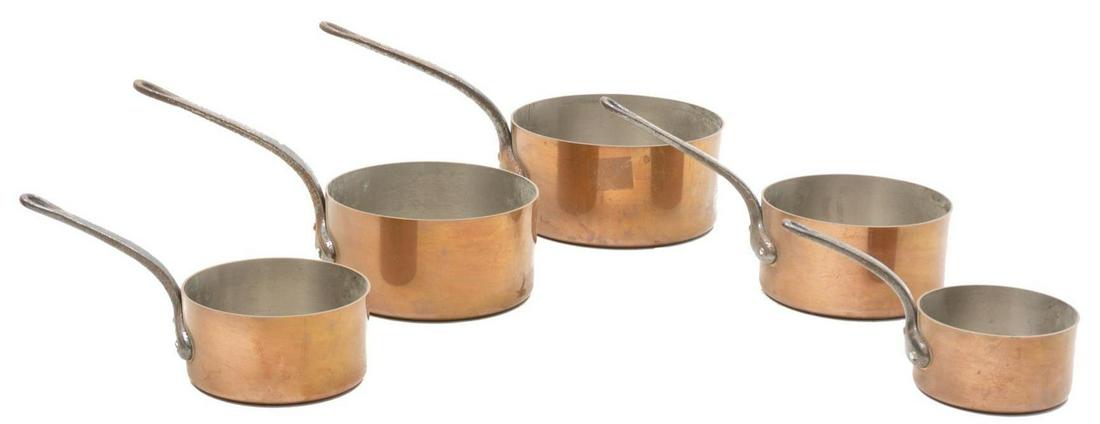 Set of 5 Farmhouse Copper Pots (1 of 3)