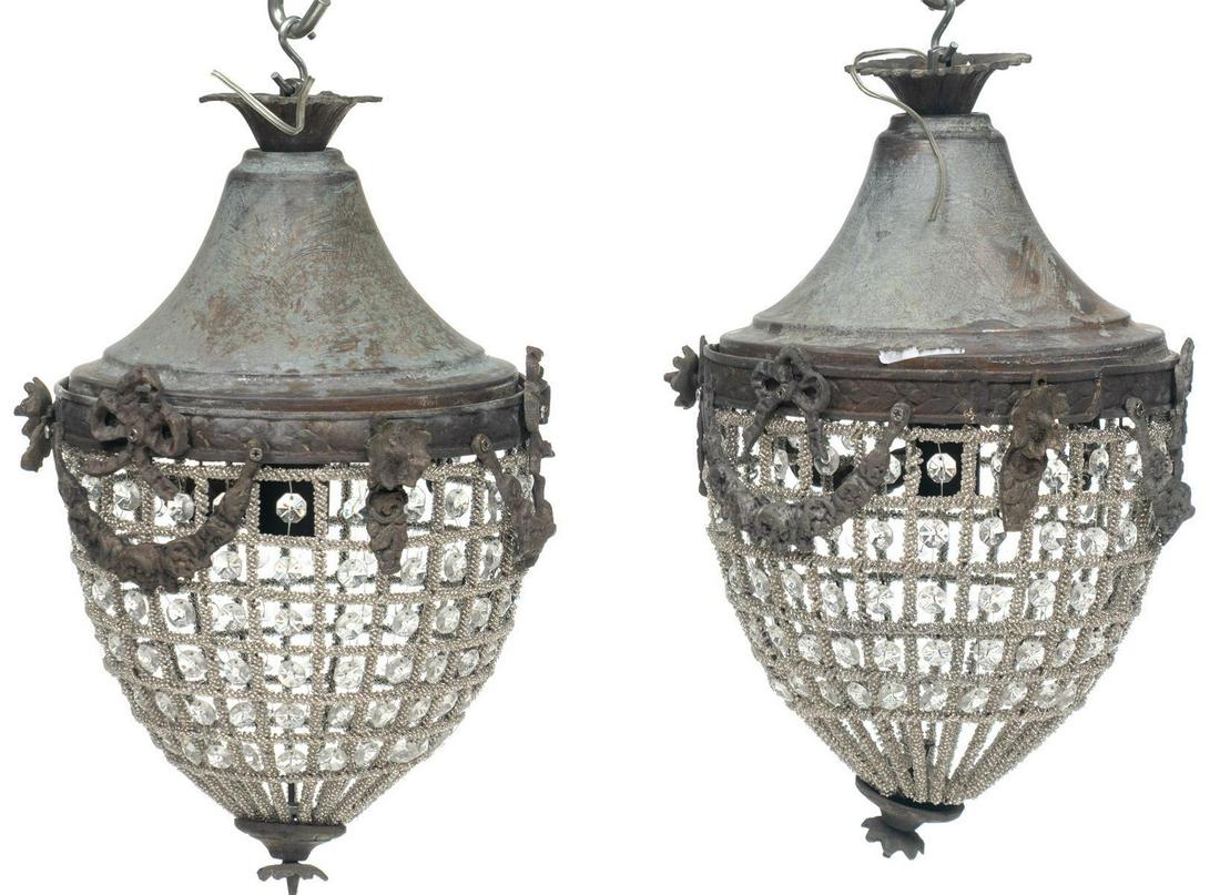 Pair of French Empire Chandeliers, Wreath Motif (1 of 3)