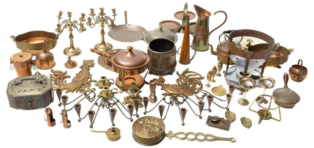 Lot of 53 Misc. Copper and Brass Home Goods (1 of 2)