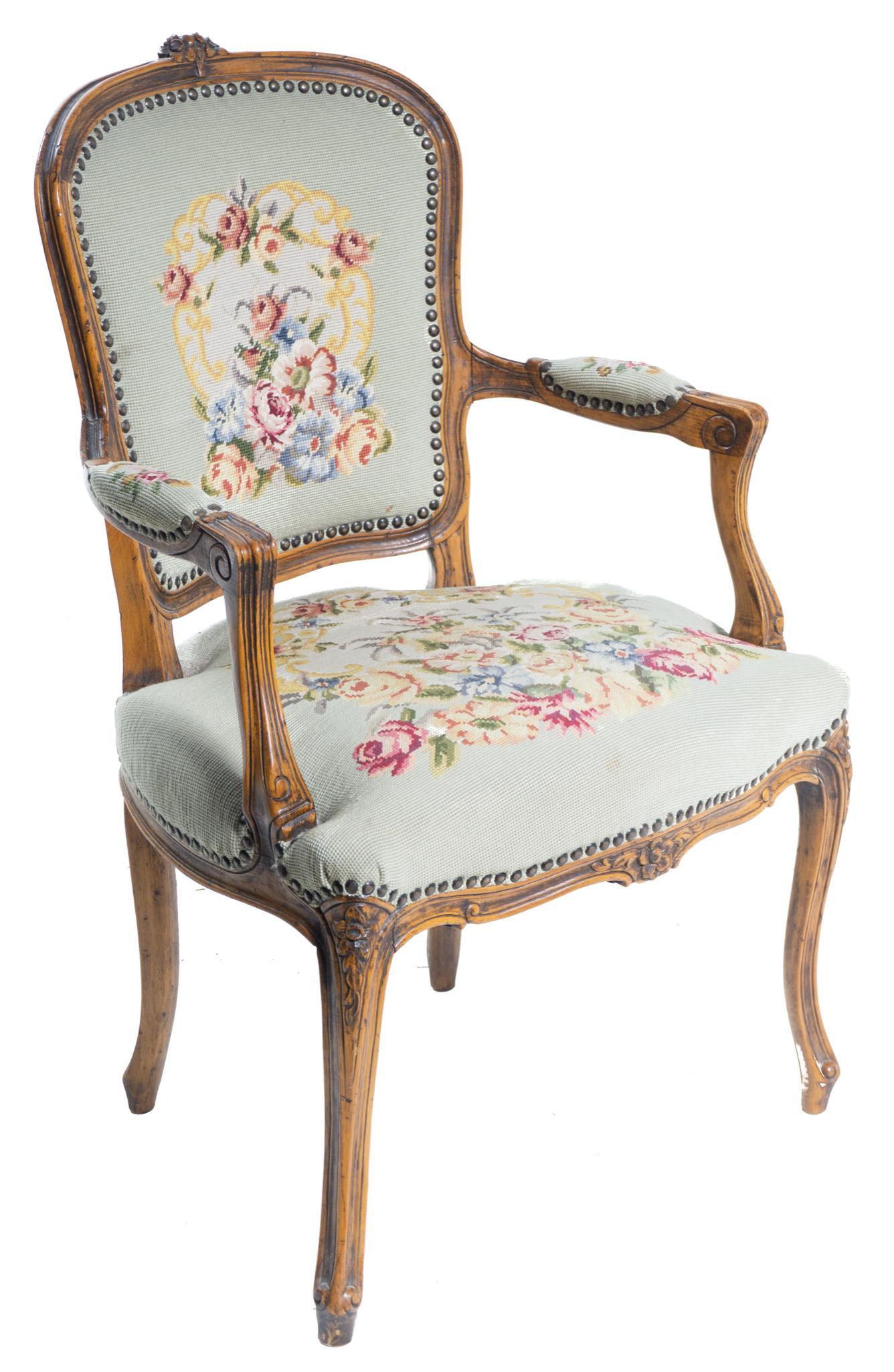 French Needlepoint Fauteuil Chair (1 of 4)