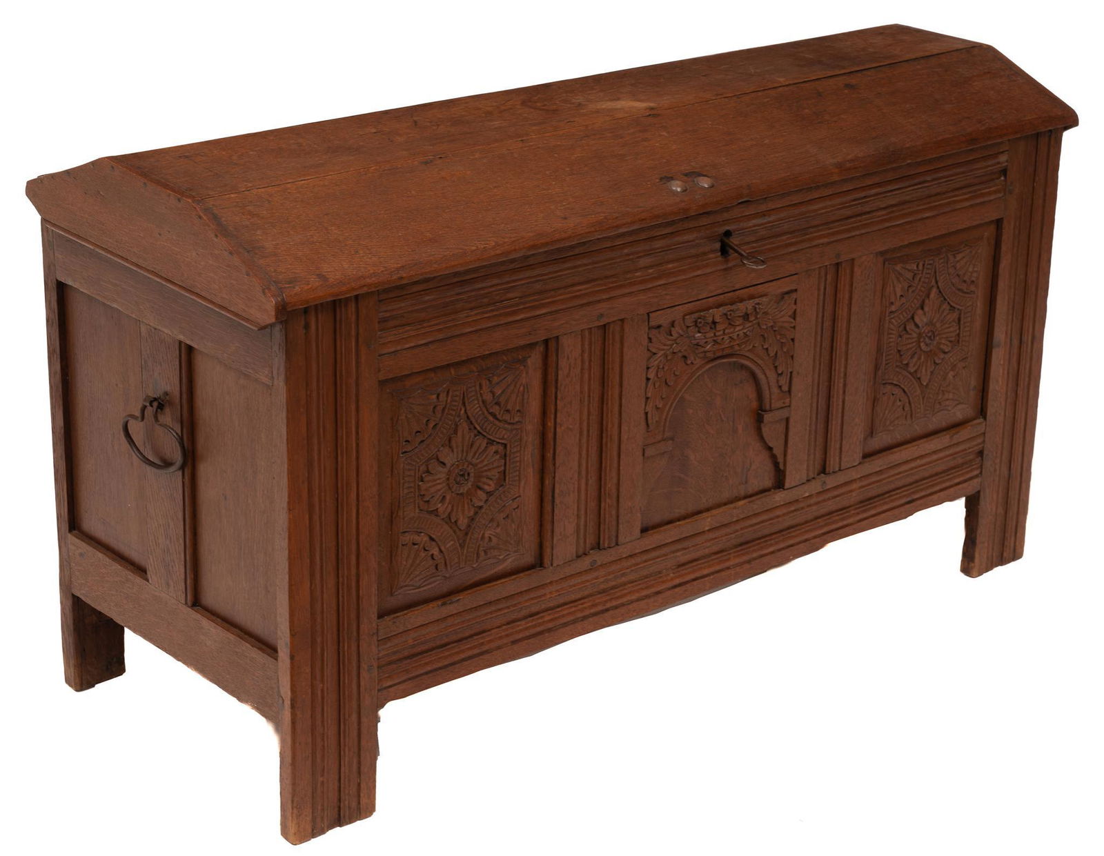 Carved Arched Top Linen Trunk (1 of 4)