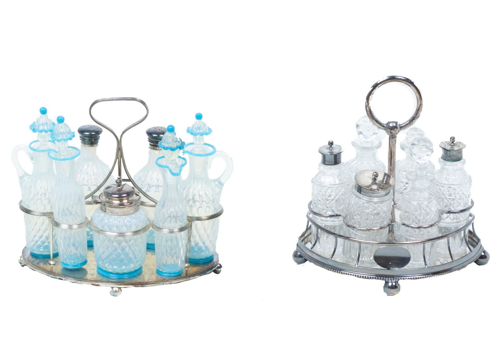 Pair of Vintage Glass Cruet Sets (1 of 2)