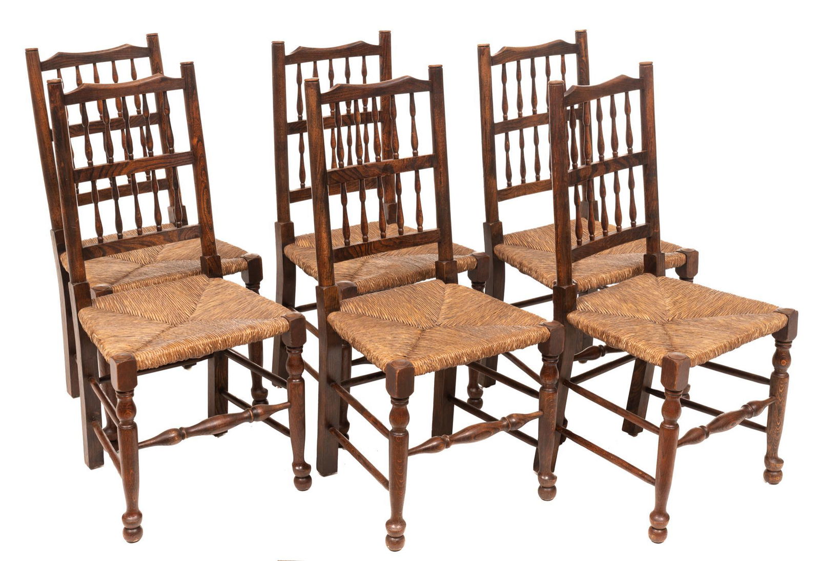 Set of 6 Rush Seat Dining Chairs (1 of 3)