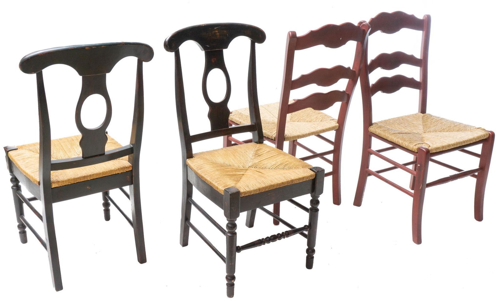 Lot of 4 Rush Seat Dining Chairs (1 of 3)