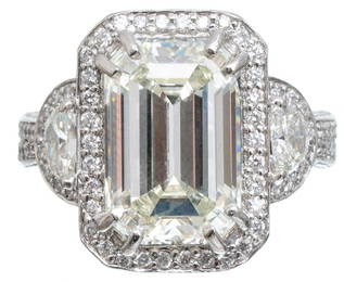 6.60ct Emerald Cut Diamond Platinum Ring