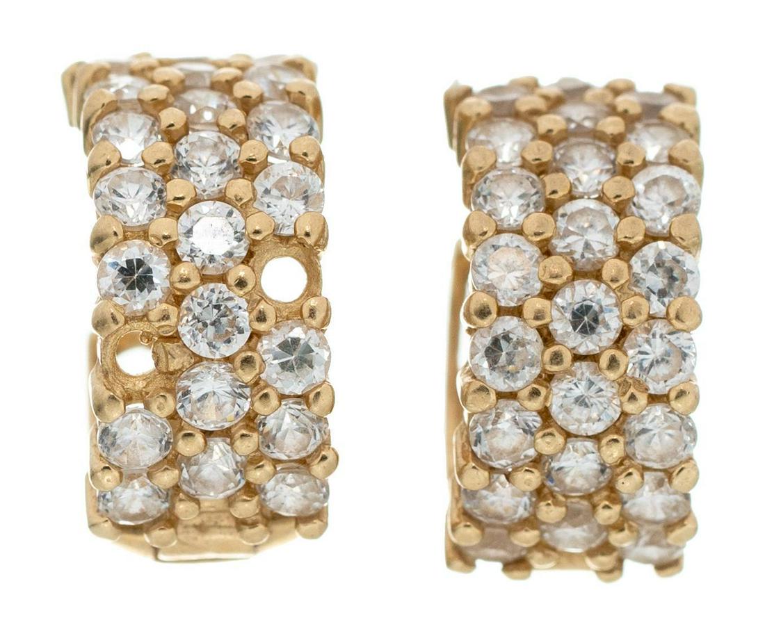 Diamond 14k Gold Huggie Hoop Earrings: Weight: 2.7 grams Condition: missing some diamonds Provenance: Property seized by court order from oil & gas entrepreneurs Brian & Kristi Alfaro (San Antonio, Texas)