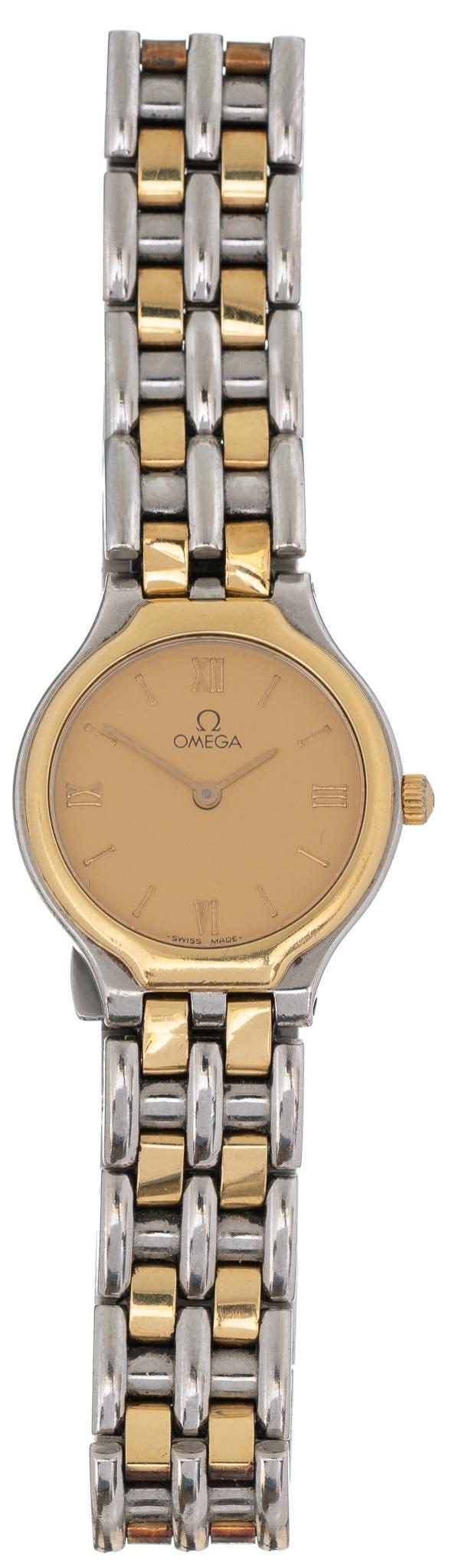 Omega Ports Deville 18k Gold Ladies Watch: 18k gold & stainless steel, weight: 45.4 grams gross Provenance: A prominent San Antonio, Texas living estate