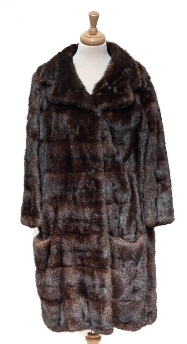 Vintage Christian Dior Mink Fur Coat: Measures: 41" long x 17.5" shoulder to shoulder, 21" sleeve length Provenance: A San Antonio, Texas Estate