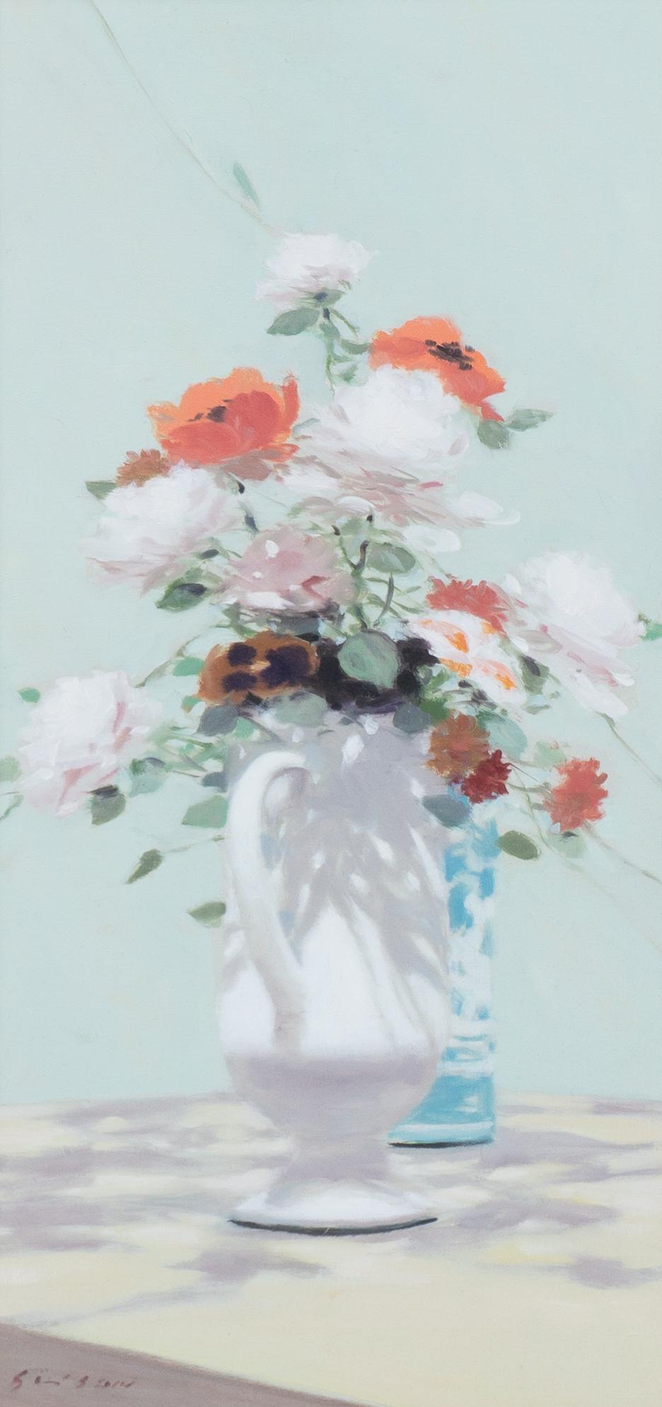 Andre Gisson (1921-2003), Floral Still Life, Oil: Andre Gisson (1921-2003), Floral Still Life, oil on canvas, 24 x 12", frame: 31.5 x 20" Provenance: A Fredericksburg, Texas collection Impressionist painter, Andre Gisson, was born in New York in 1929