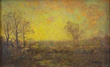 Julian Onderdonk, Sunset Glow, oil/panel, 6 x 9" c 1906