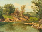 Porfirio Salinas,  River in the Hill Country, 9 x 12 in