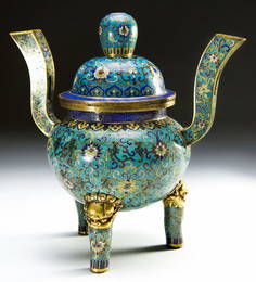 19th century cloisonne censer with gilding