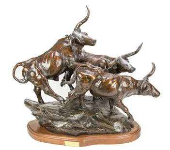 Cindy Burleson, "Running for Home", bronze: Cindy Burleson, "Running for Home", bronze edition 1/5, 27 x 29 x 17 in. Cindy Burleson is an artist based in Austin, Texas. She studied at the University of Texas, and has been sculpting since