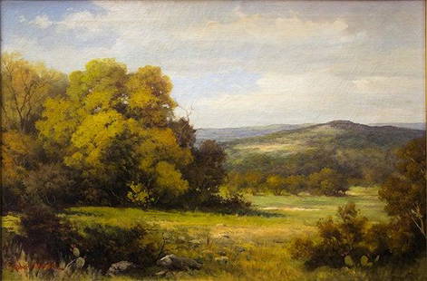 Robert Wood (1889-1979), Hill Country Landscape: Robert Wood (1889-1979), Hill Country Landscape, oil on canvas, 20 x 30 in. canvas size Robert W. Wood (1889-1979) was a well-known American landscape painter for several decades, and his work has