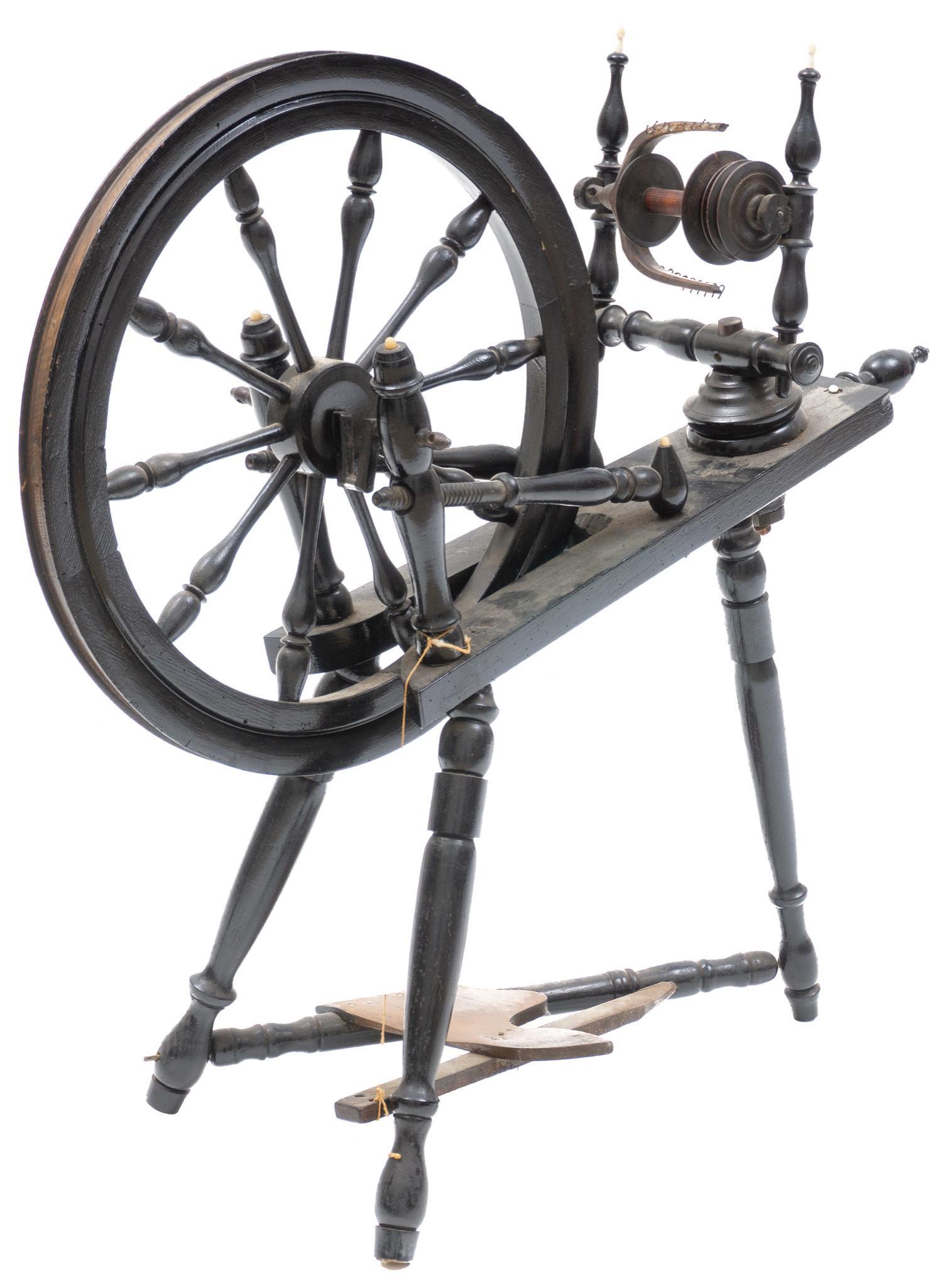 Vintage Spinning Wheel with Brush (1 of 6)