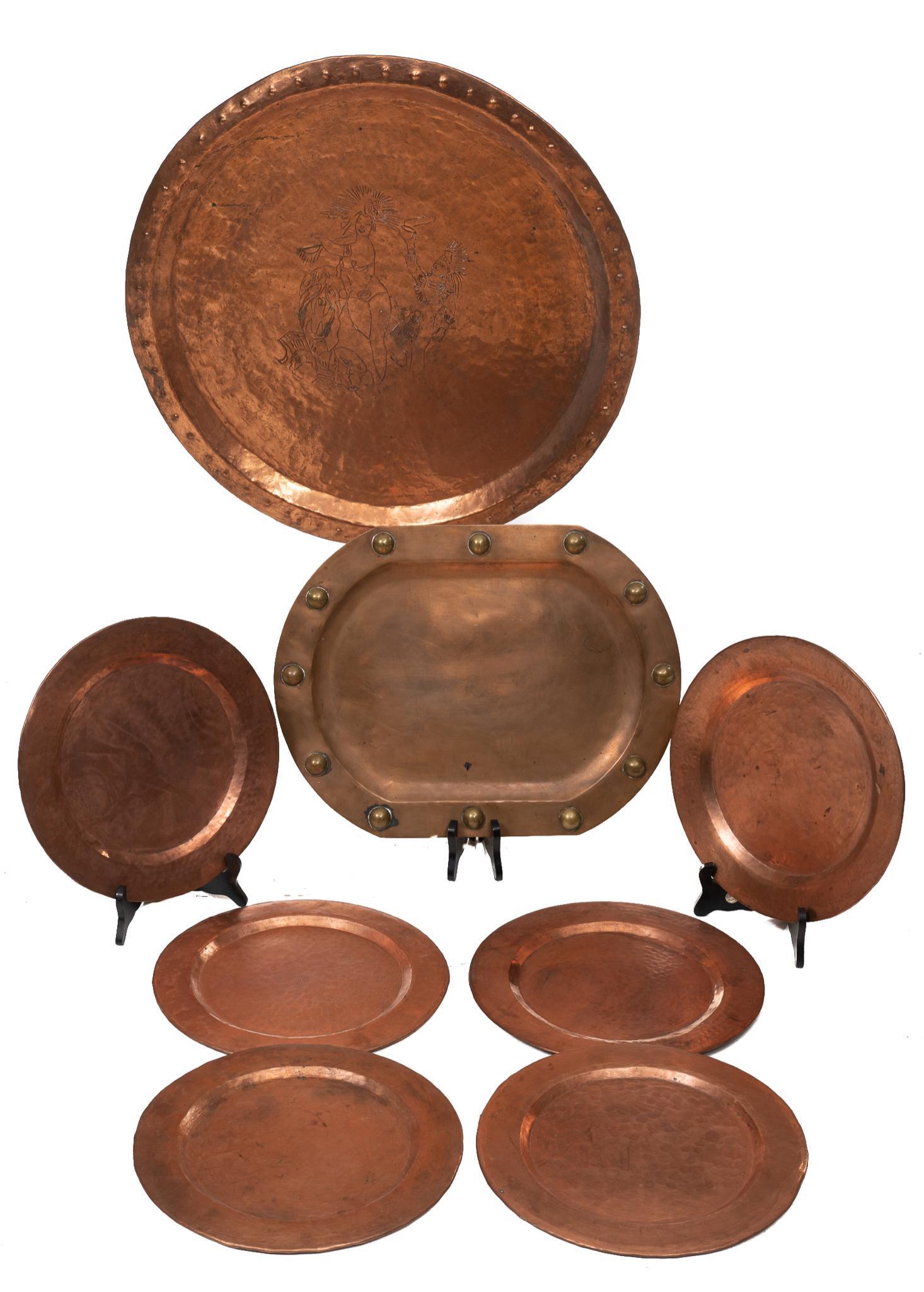 Lot of 8 Vintage Farmhouse Copper Trays (1 of 2)