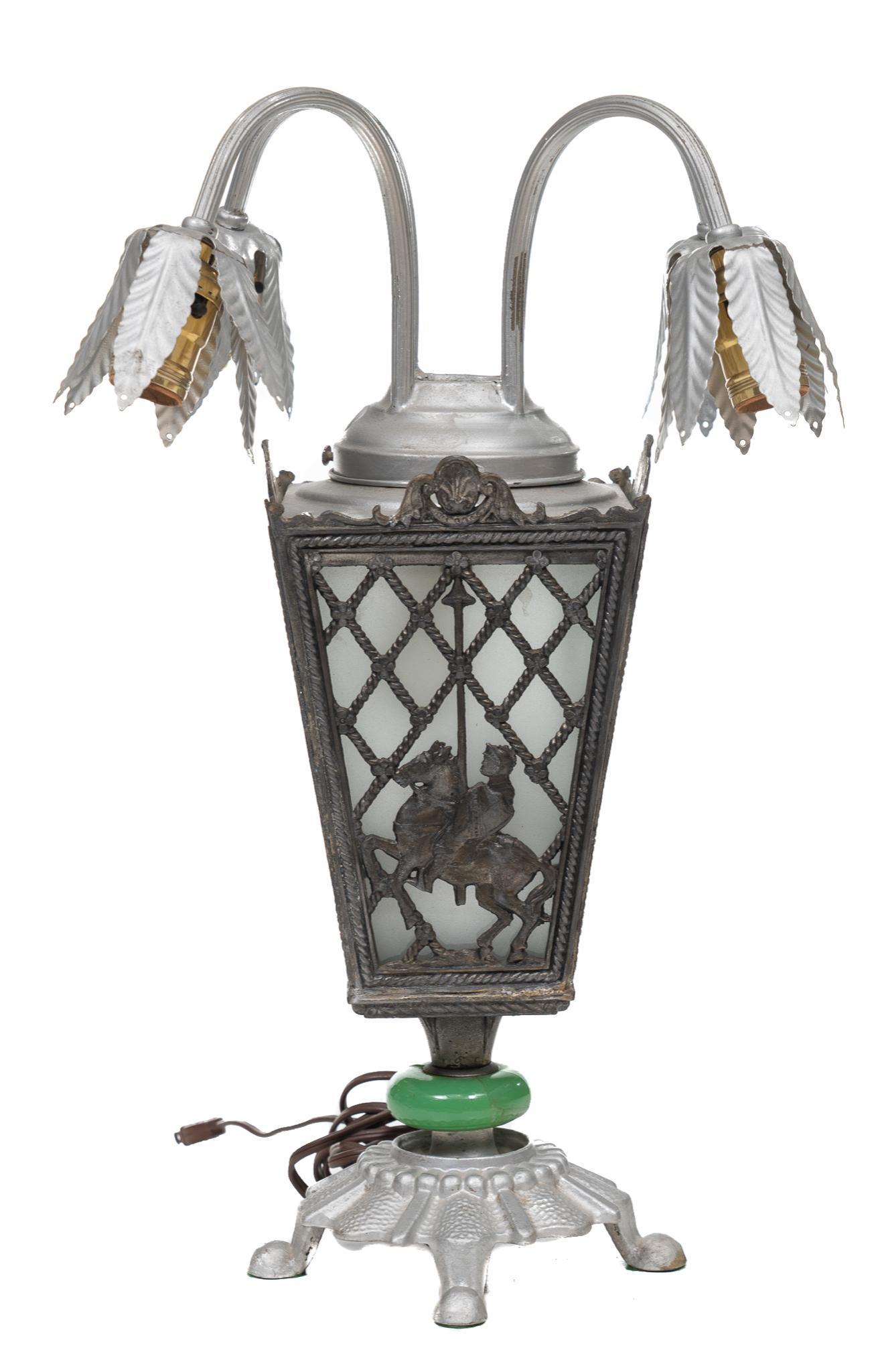 Art Nouveau Frosted Glass Table Lamp (1 of 3)