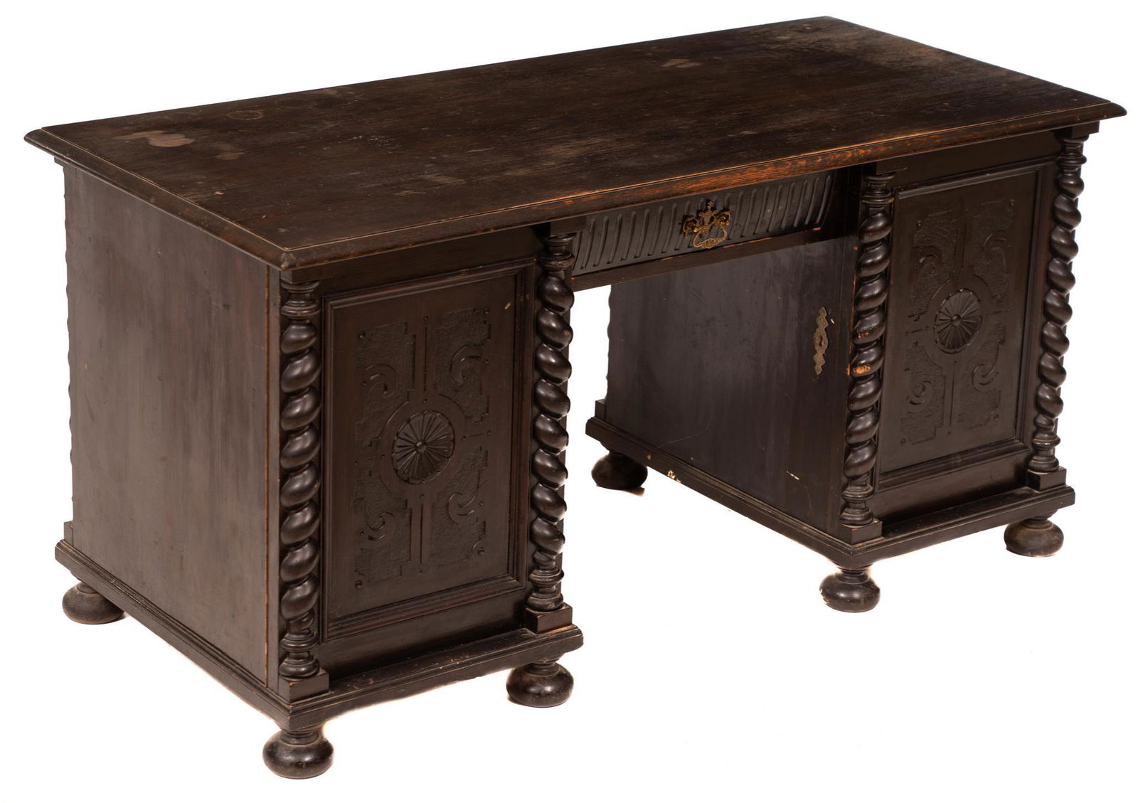 Danish Carved Knee Hole Desk (1 of 6)
