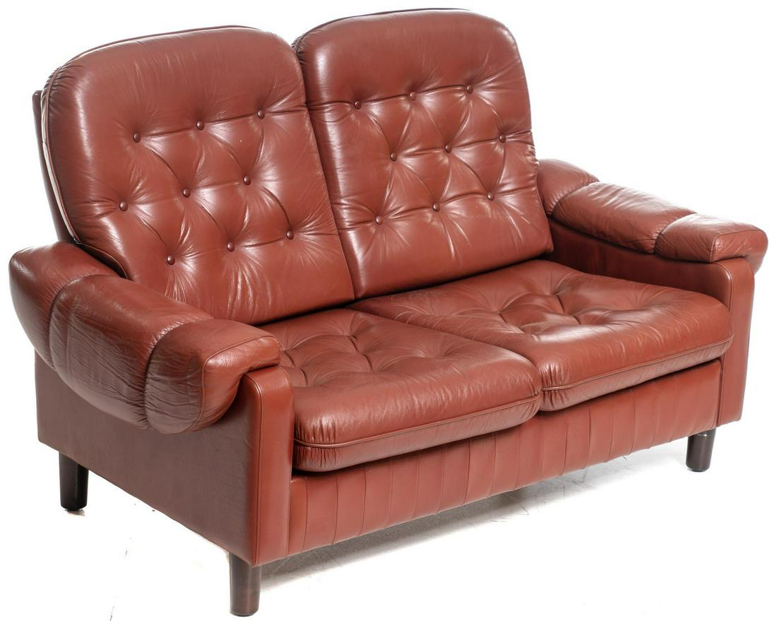 Danish Mid-Century Button Back Leather Sofa (1 of 3)