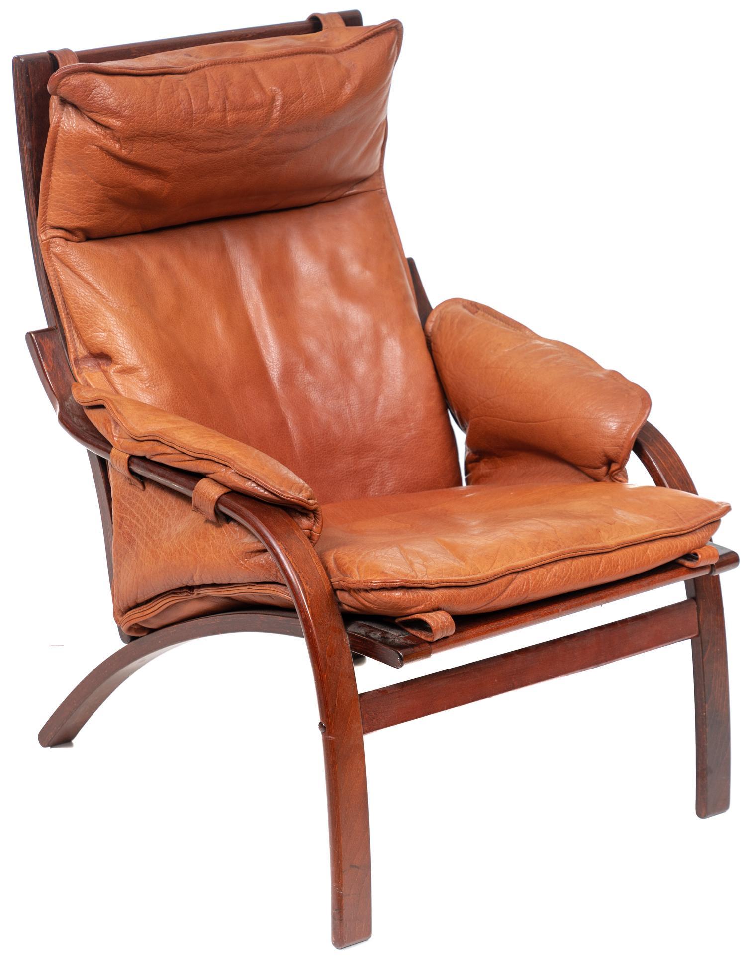 Danish Mid-Century Leather Bent Wood Chair (1 of 3)