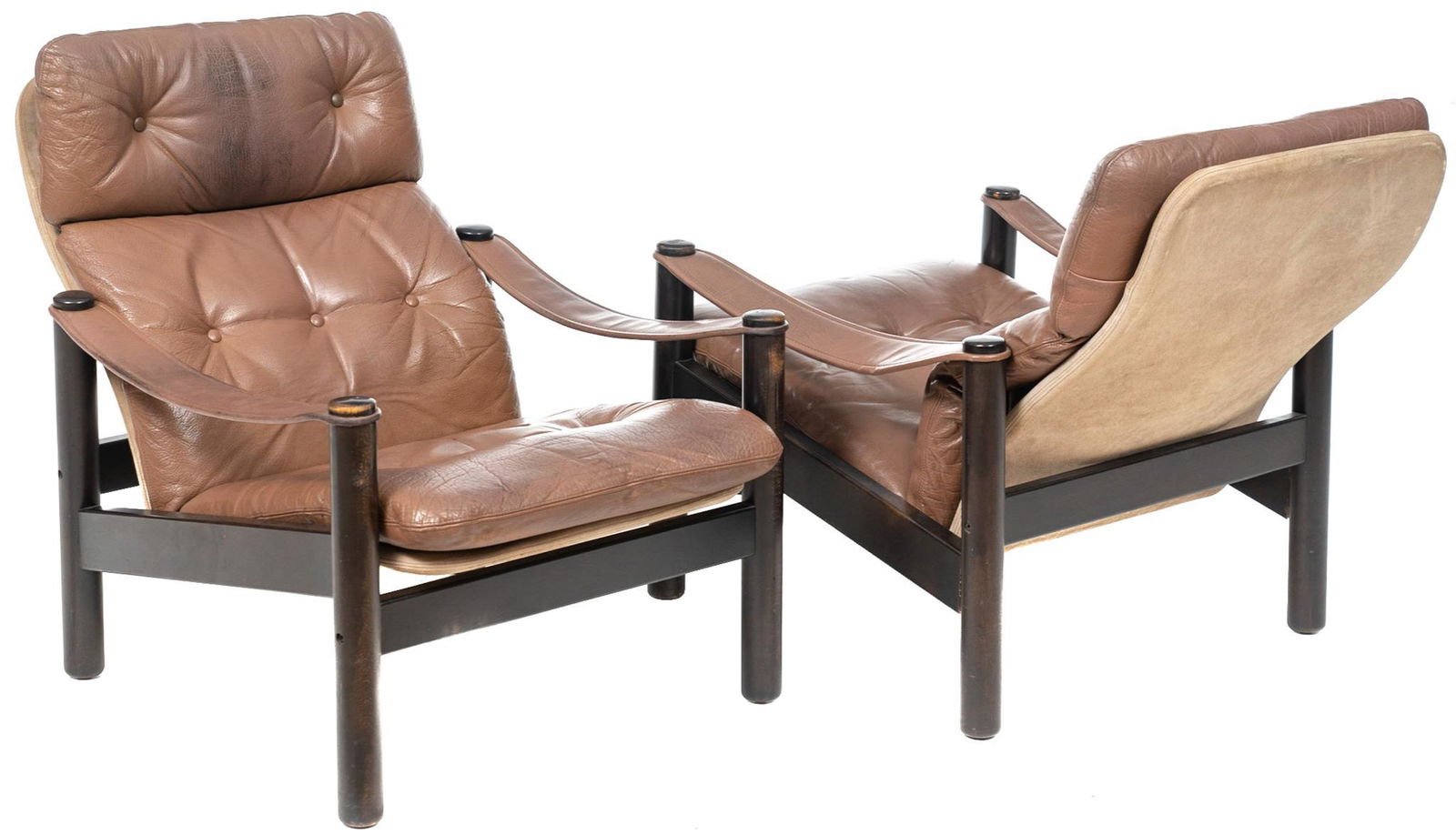 Pair of Danish Mid-Century Leather Button Back Chairs (1 of 4)