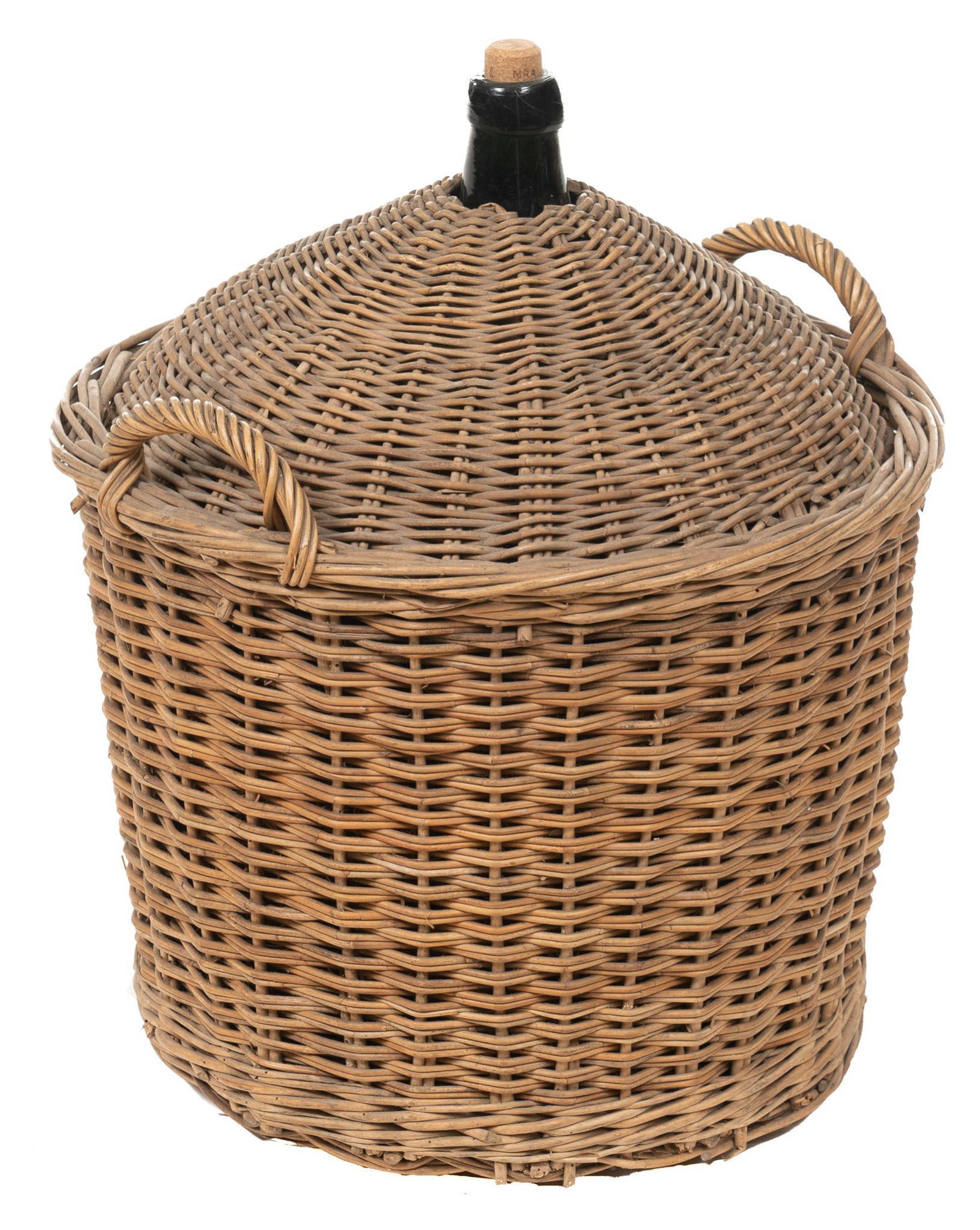 Vintage Hand Blown Glass Carboy in Basket (1 of 3)