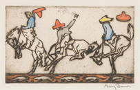 Mary Bonner (1887-1935), Broncos, 1926, Hand-colored