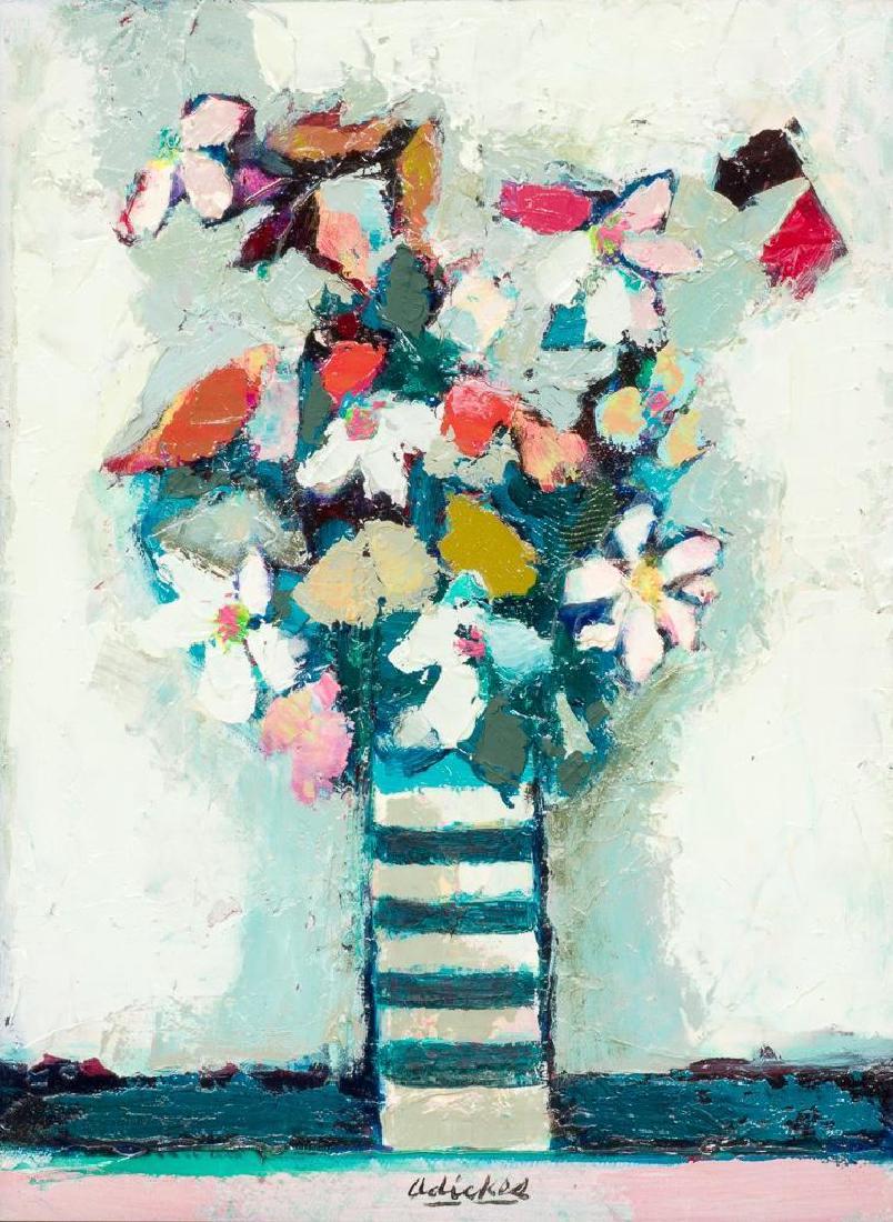 David Adickes (b. 1927), Modernist Bouquet, oil: David Adickes (b. 1927), Modernist Bouquet, oil on canvas, 16 x 12 in., frame: 23 x 19 in. Provenance: private collection, Houston, Texas David Adickes was born in 1927 in Texas. The career of this we