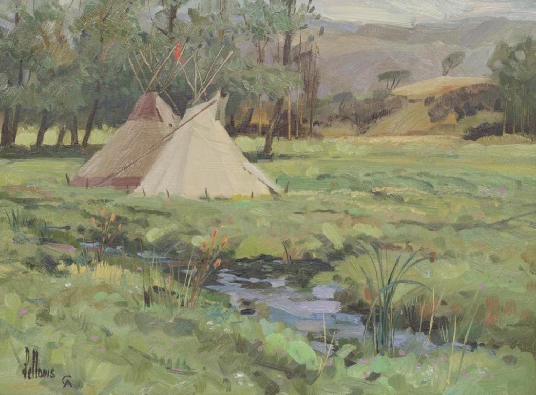 Fred Fellows (b. 1934), "Misty Morning", oil on board,: Fred Fellows (b. 1934), "Misty Morning", oil on board, 12 x 18", frame: 21 x 25" Fred Fellows grew up in California where he worked as a cowboy and was apprenticed for four years to a saddlemaker. He