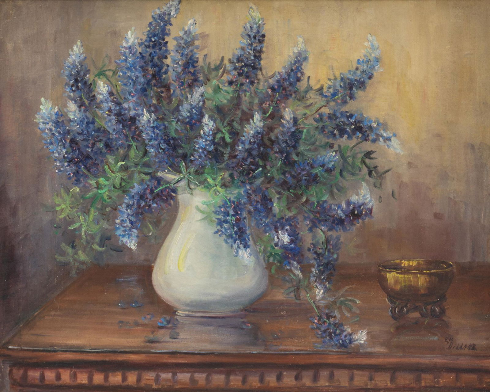 Emily Dillard (1879-1968), Bluebonnet Still Life: Emily Dillard (1879-1968), Bluebonnet Still Life, oil on canvas, 24 x 30", frame: 29 x 34" Provenance: A Dallas, Texas collection Emily Dillard studied with Frank Klepper, Frank Reaugh and Vivian Au