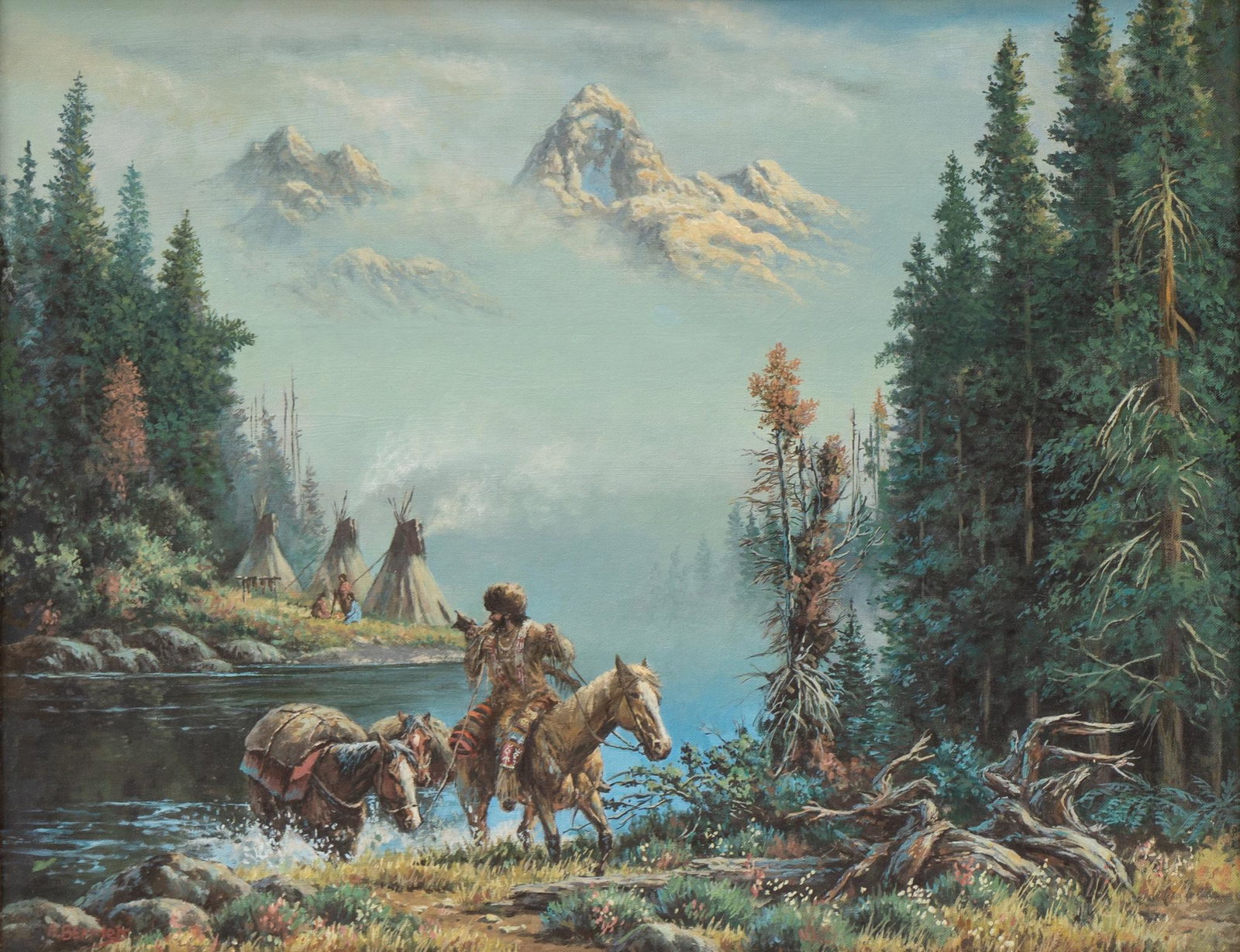 Andrew Berrick, Leaving Camp: Andrew Berrick, Leaving Camp, oil on board, 21 x 27", frame: 30 x 36" Provenance: The Estate of Margaret Devlin (San Antonio, TX)